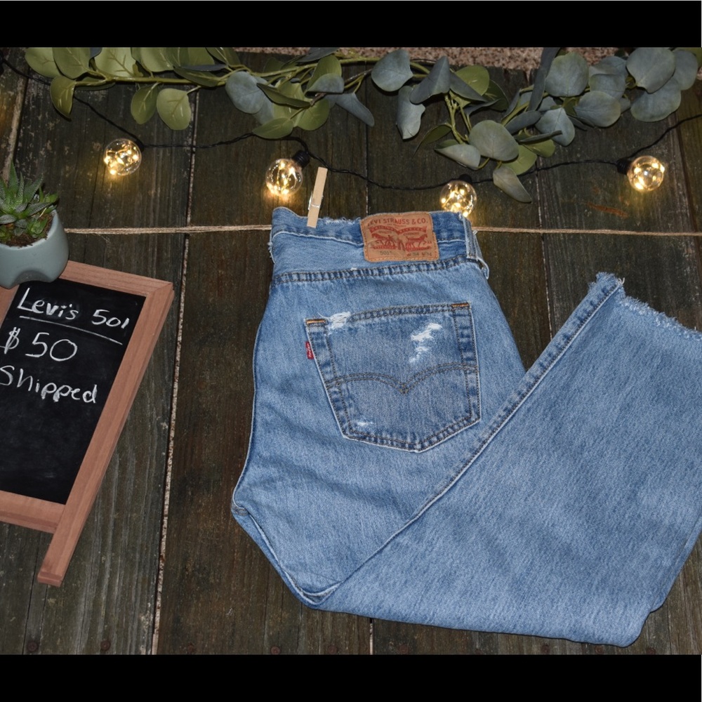 Vintage 501 hand distressed Levi Jeans
